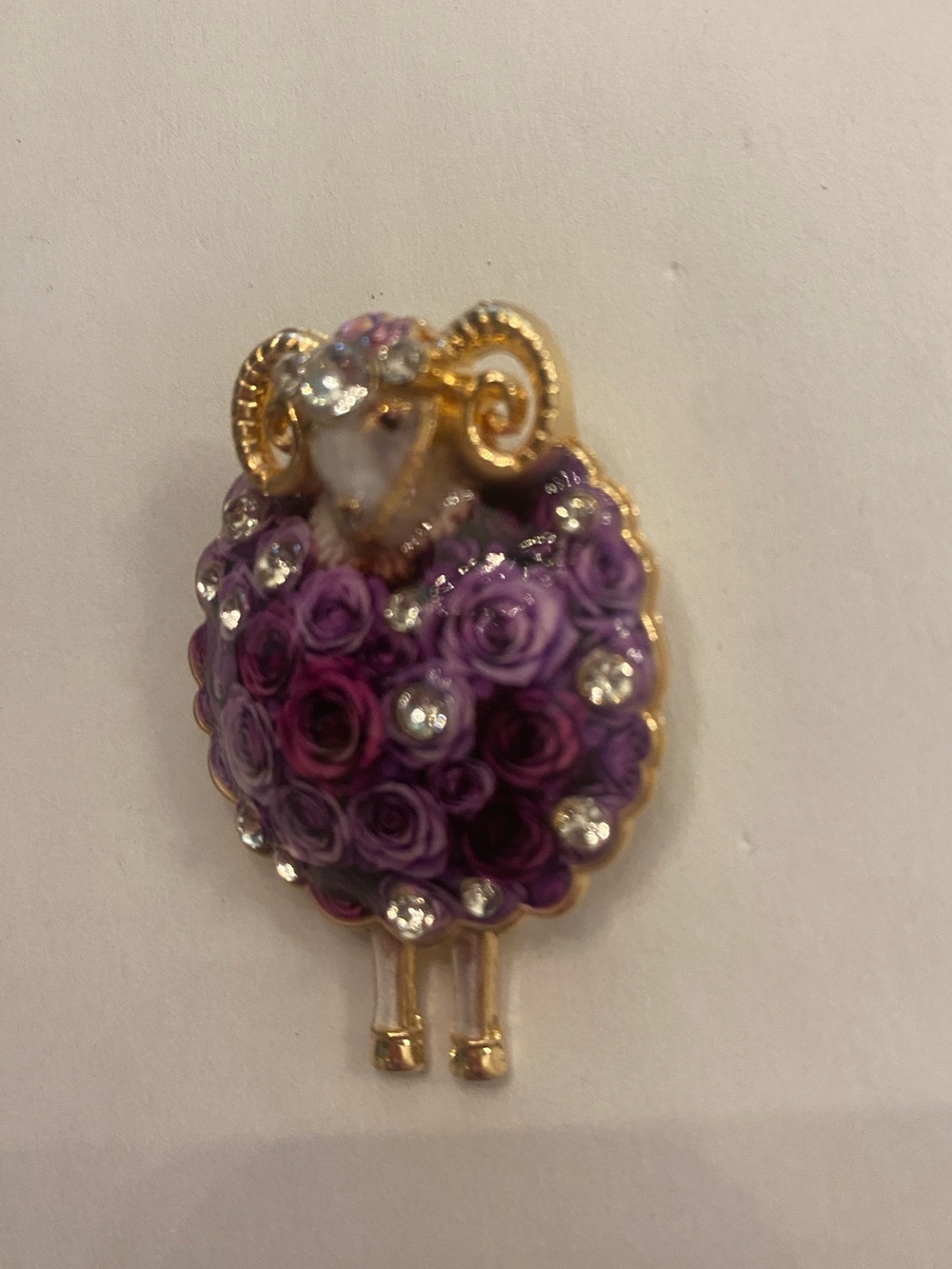 Sheep Goat Ram Crystal Brooch Pin New